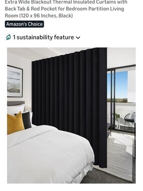 Amazon Black Extra Wide Blackout Thermal Curtain Panel